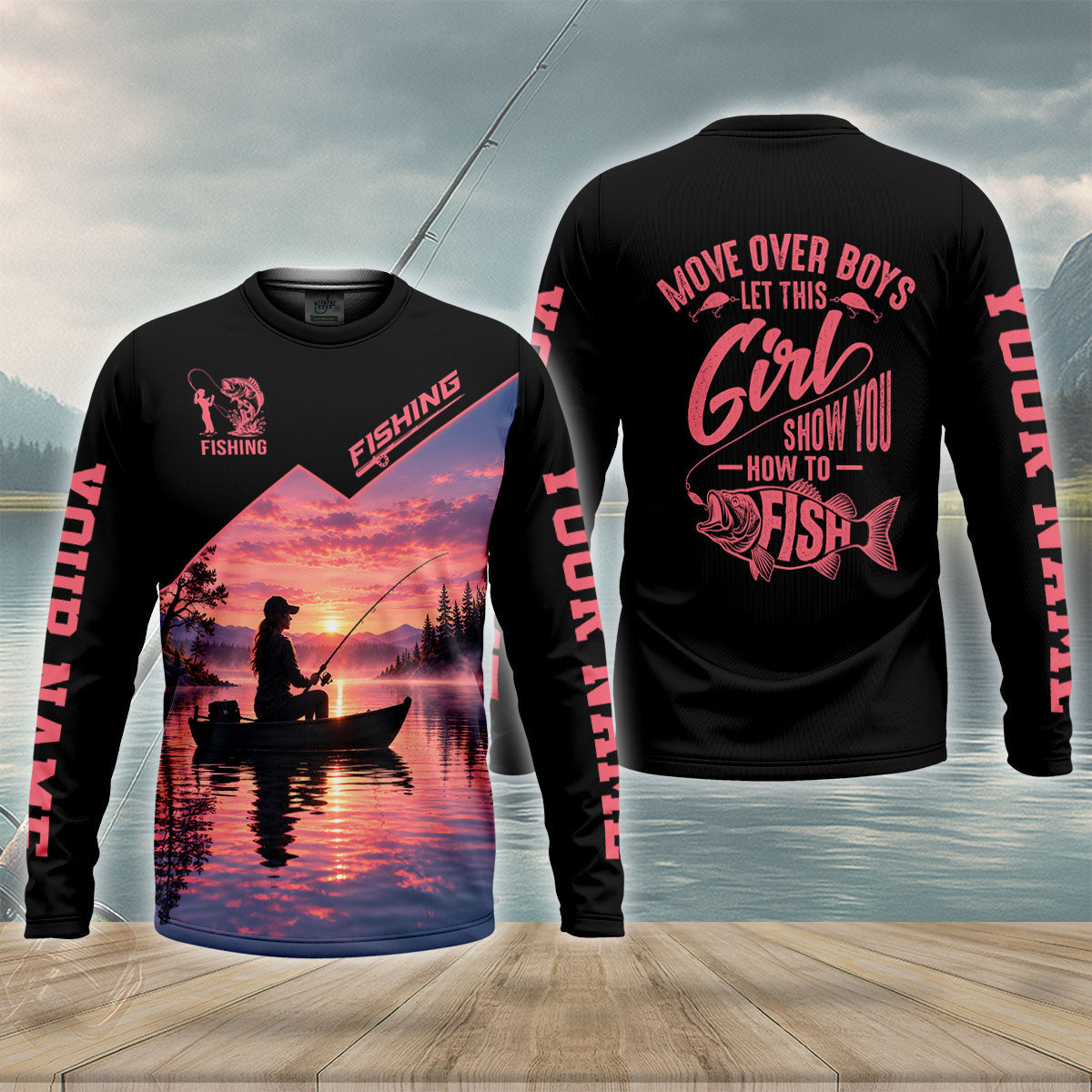 Move Over Boys Girl Shows How To Fish Pink UPF Shirt, Fishing Shirt For Men, Bass Fishing Shirt