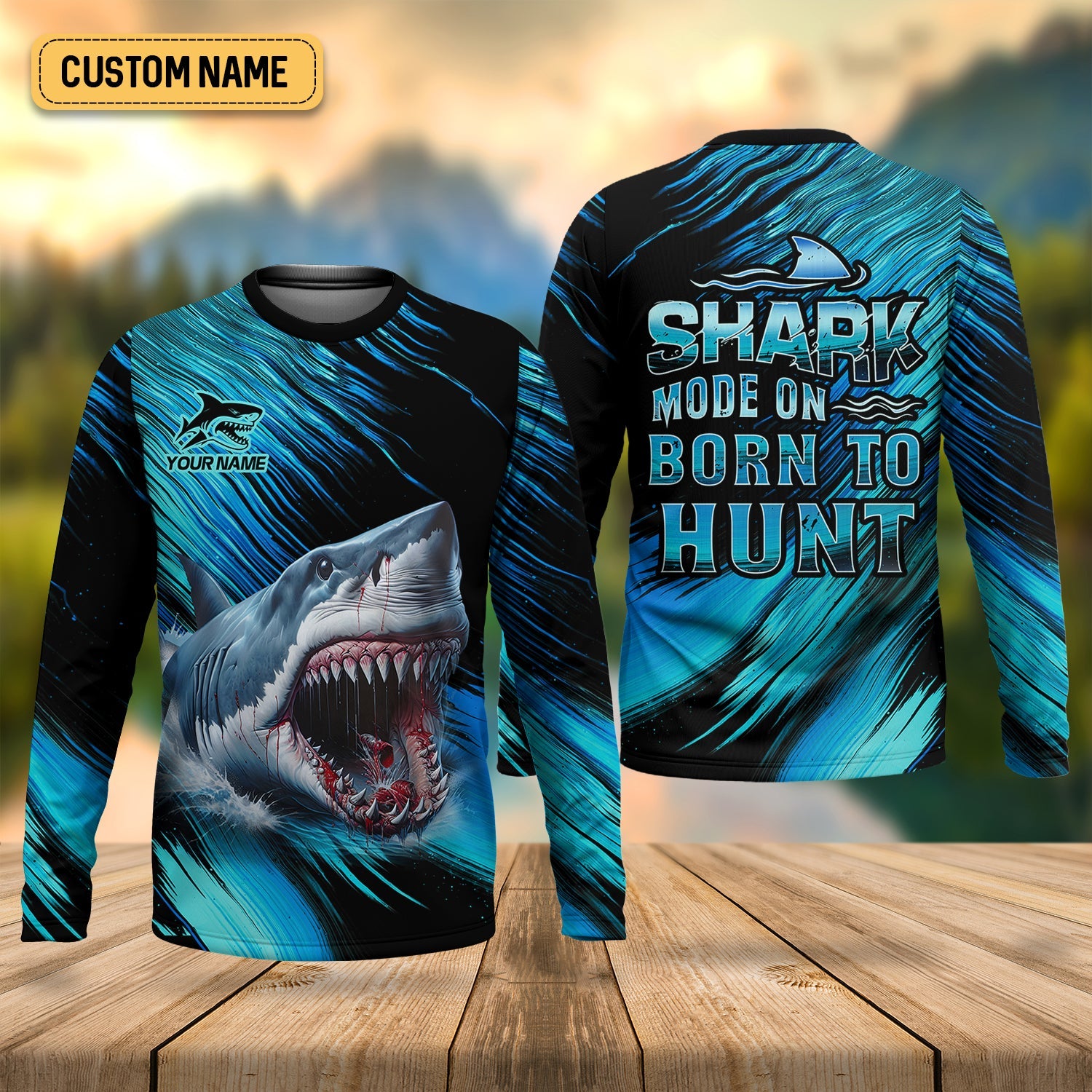 Shark Fishing UPF Shirts, Shark Mode On Born To Hunt, Funny Fishing Shirt, Gift For Fisherman