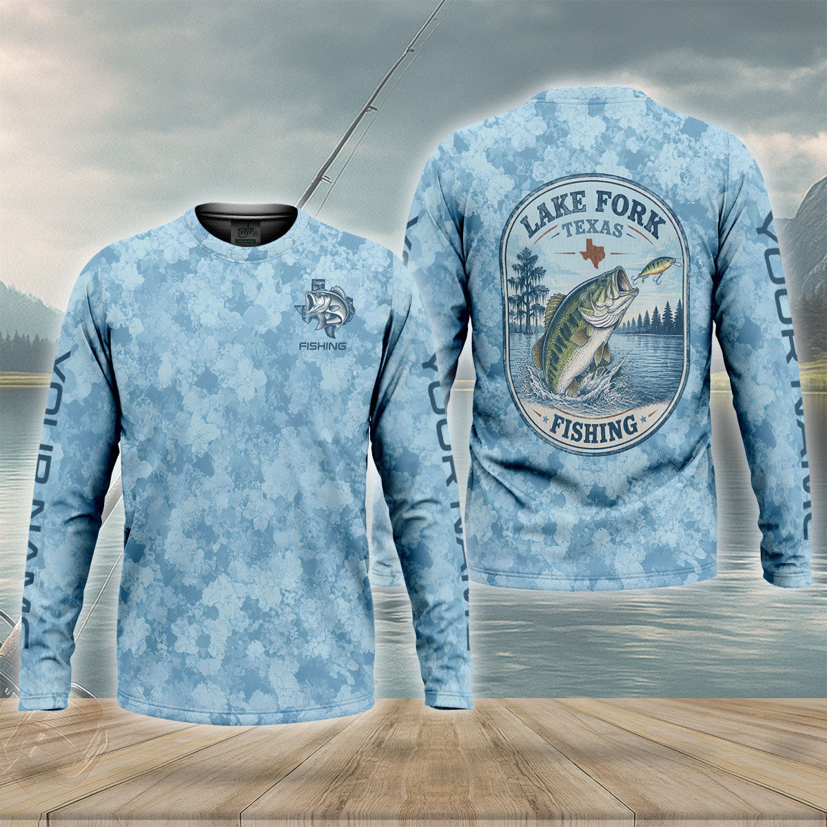 Lake Fork Texas Jumping Bass Vintage UPF Shirt, Bass Fishing Shirt, Mens Fishing Tee