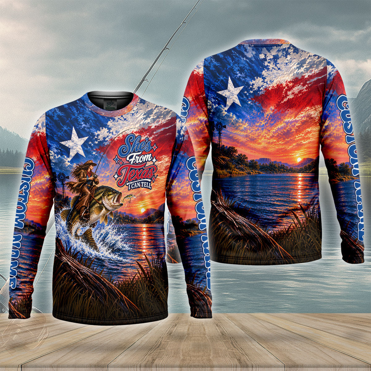 Shes From Texas I Can Tell Fishing UPF Shirt, Long Sleeve Fishing Shirt, Fishing Shirts For Men