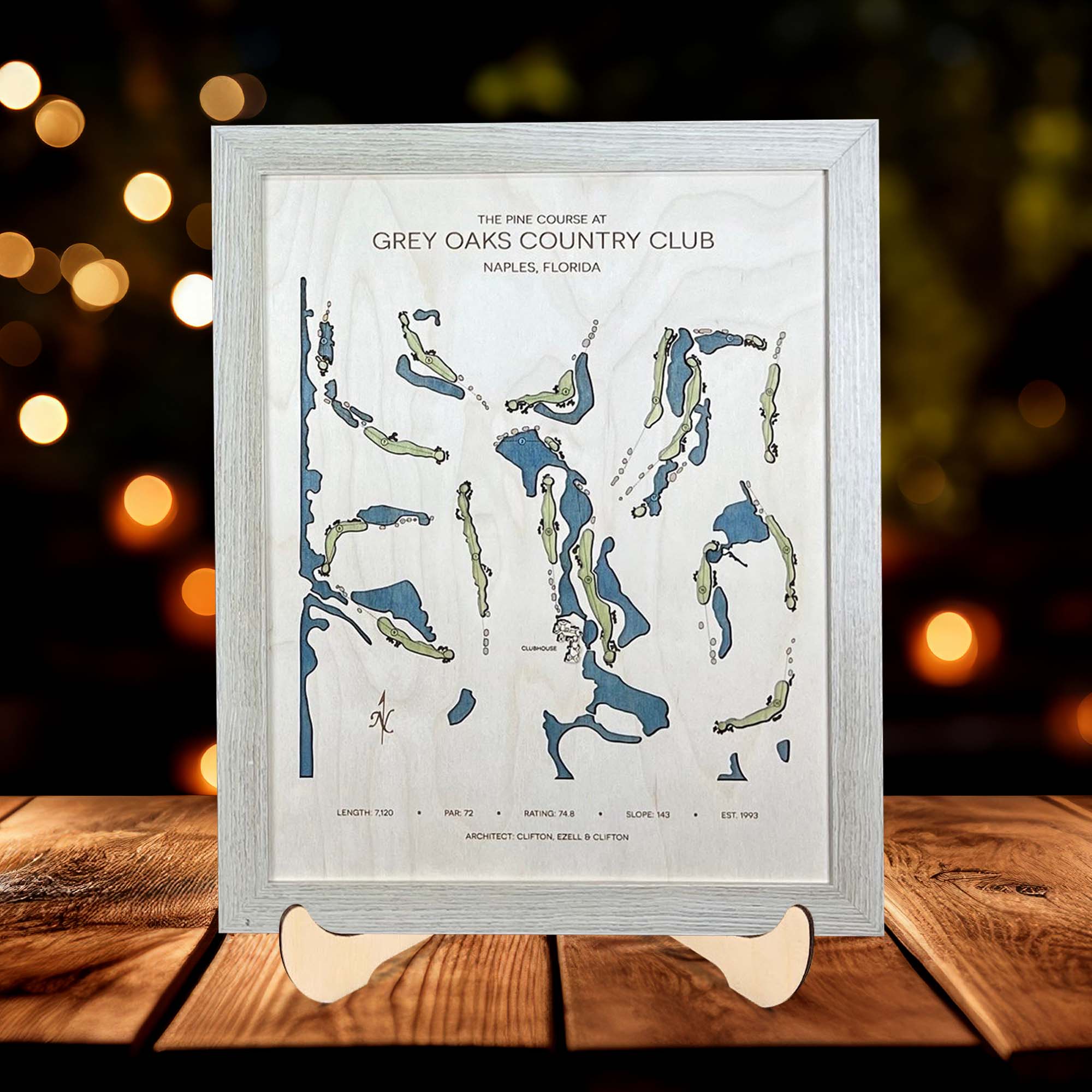 Grey Oaks Country Club Custom Golf Course Map, Golf Art, Goft Wood Sign, Gift For Golfers