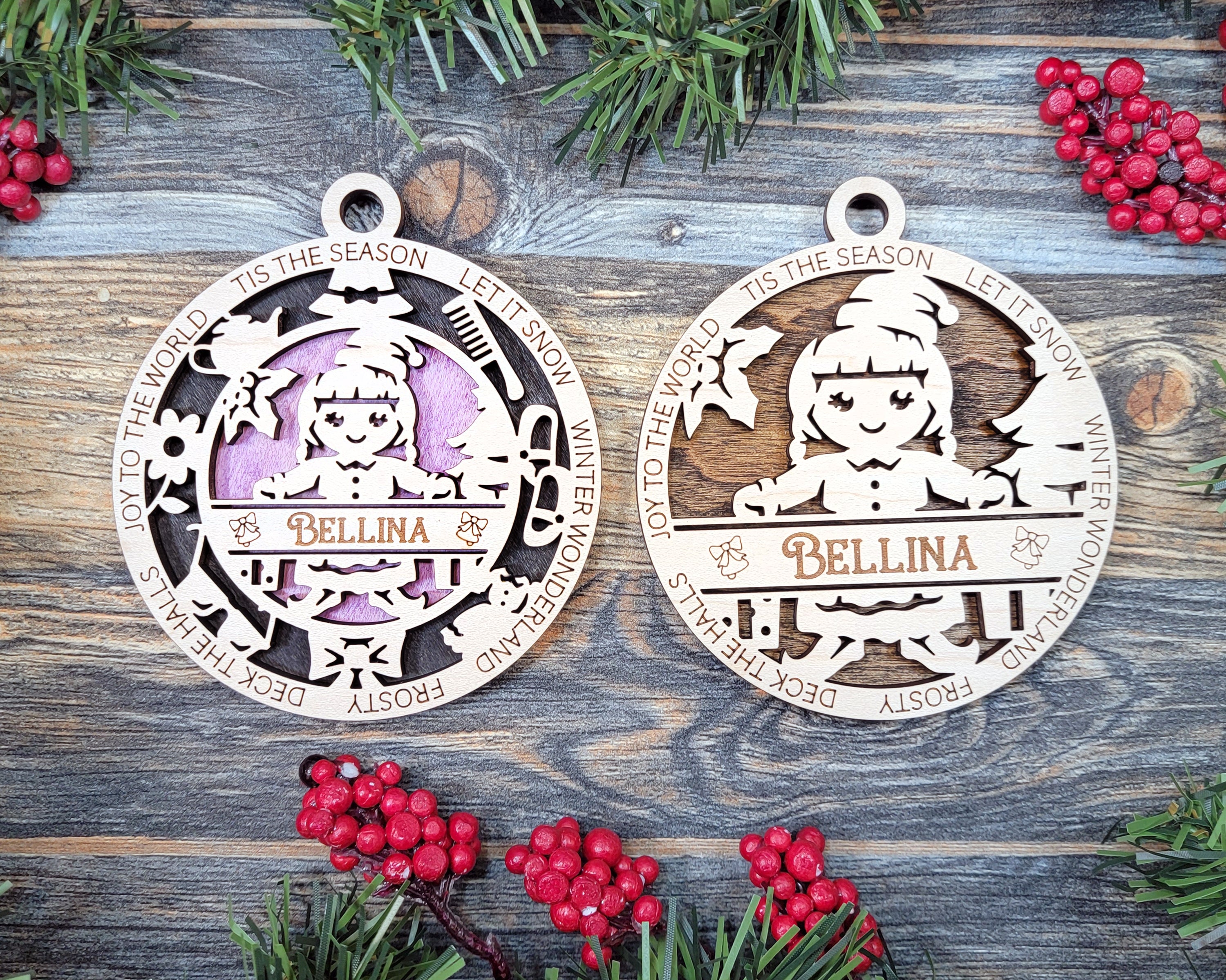 Doll Tis The Season Personalized Wood Christmas Ornaments, Christmas Gifts