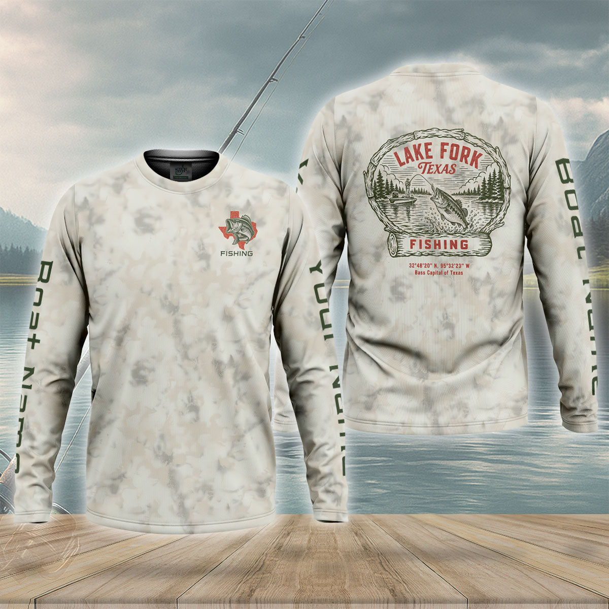 Lake Fork Texas Bass Capital Vintage UPF Shirt, Fishing Sun Shirt, Mens Fishing Apparel