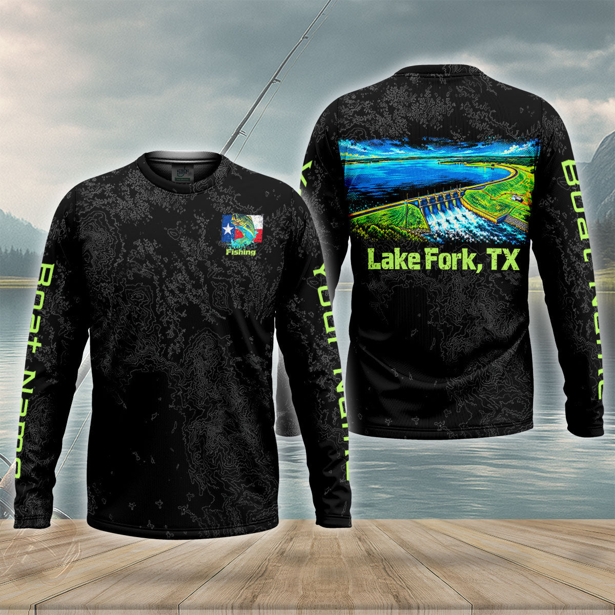 Lake Fork Texas Dam Fishing Custom UPF Shirt, Fishing Jersey, Fishing Apparel For Men