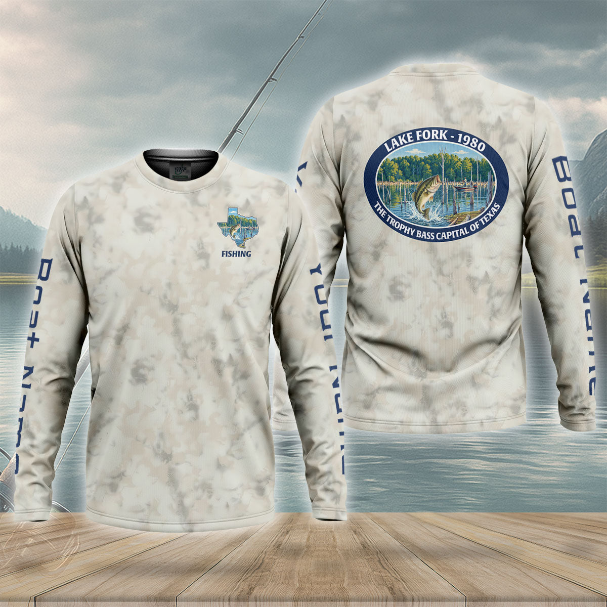 Lake Guntersville Bass Lighthouse Custom UPF Shirt, Bass Fishing Shirt, Mens Fishing Tee