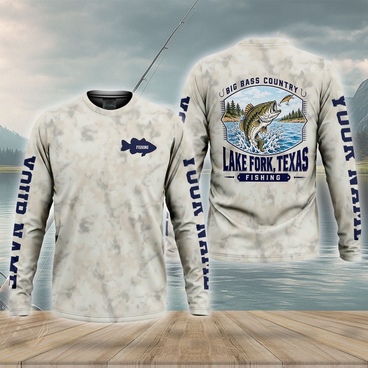 Lake Fork Texas Big Bass Country Custom UPF Shirt, Long Sleeve Fishing Shirt, Mens Fishing Tee