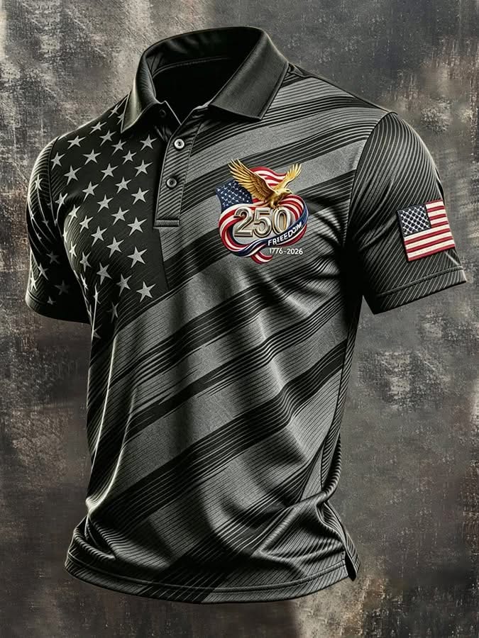 Black Eagle Flag USA 250th Anniversary Polo Shirt, Patriotic Shirt, America 250 Years Shirt