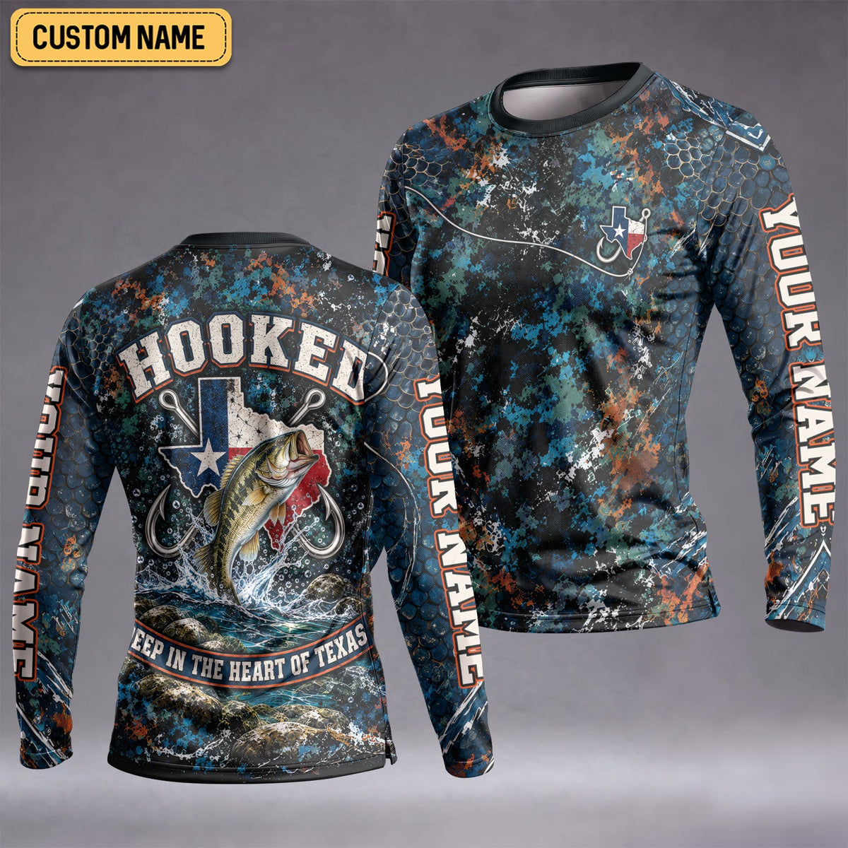 Hooked Deep In The Heart Of Texas Custom UPF Shirt, Fishing Shirt, Womens Fishing Tee