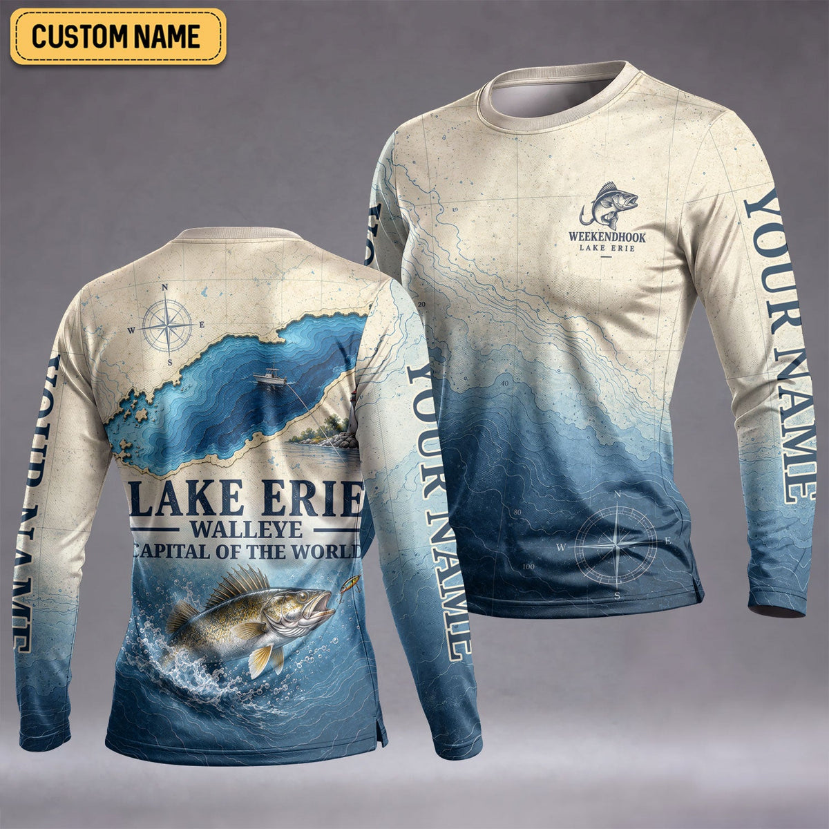 Lake Erie Walleye Capital Custom UPF Shirt, Fishing Jersey, Fishing Apparel For Women