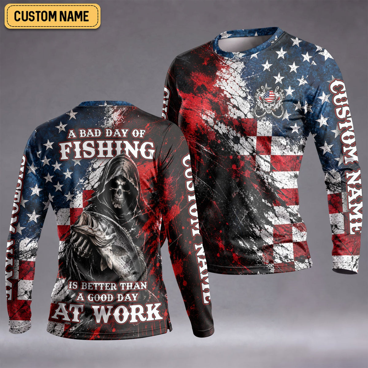 Bad Day Fishing America Horror Custom UPF Shirt, Fishing Jersey, Womens Fishing Apparel