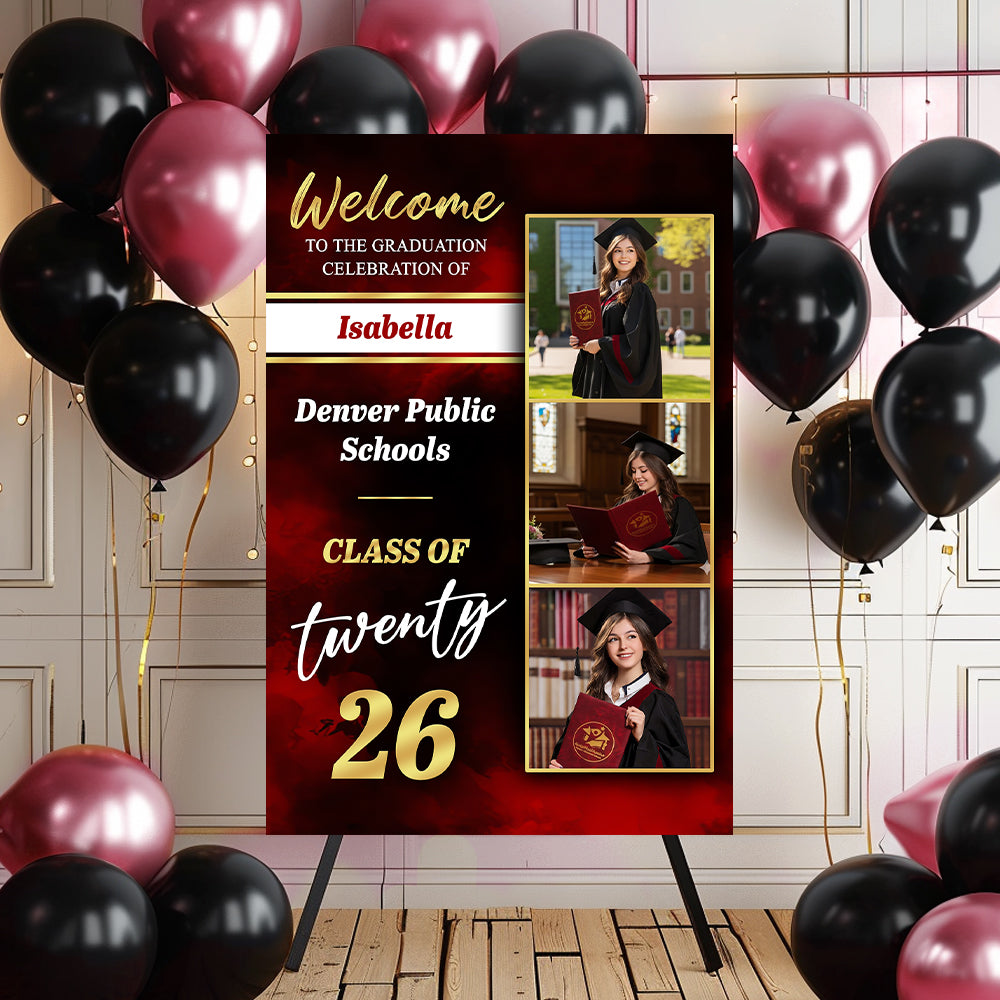 Personalized Graduation Welcome Sign - Custom Photo Welcome Sign - Graduation Gifts - Class Of 2026 - Twenty 26