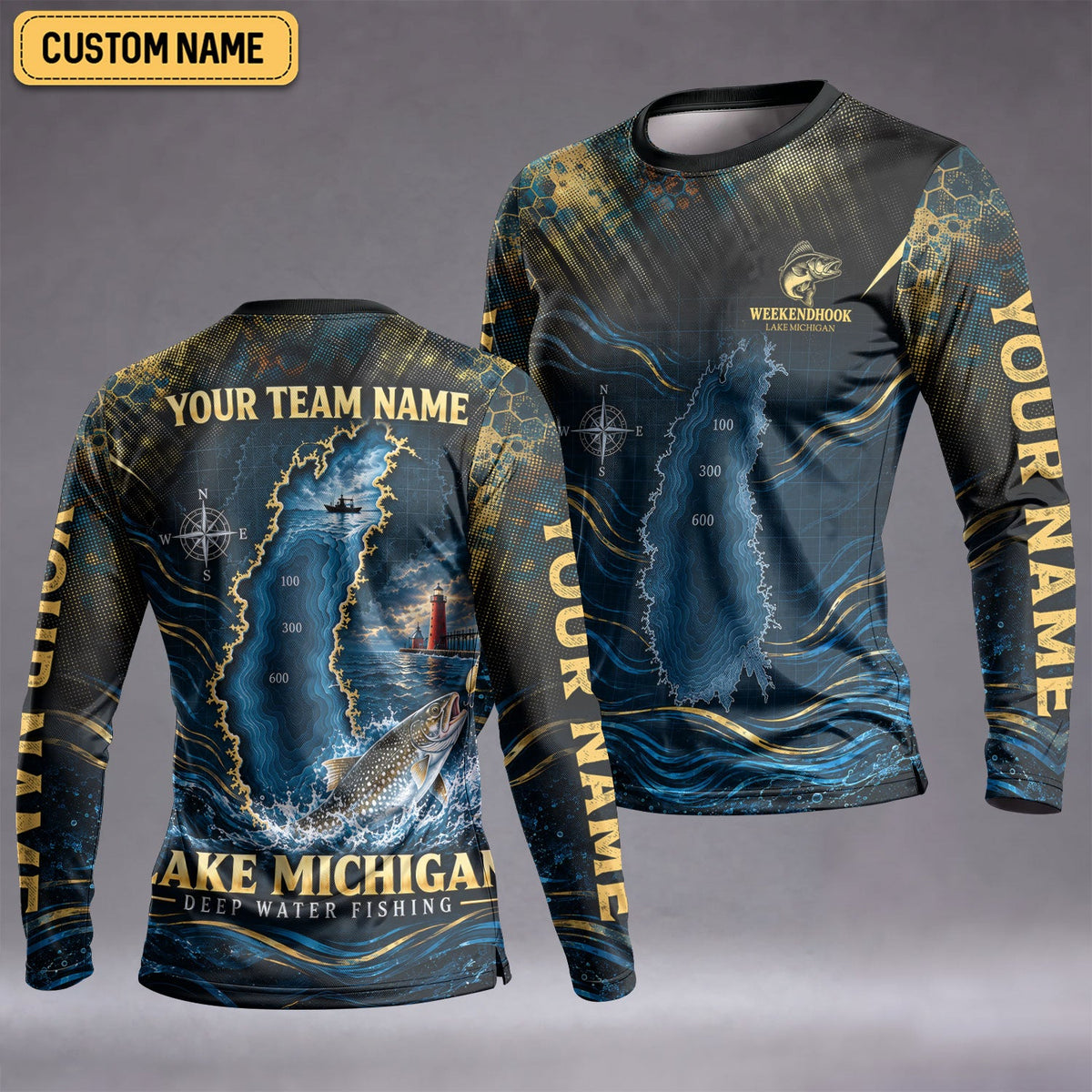 Lake Michigan Deep Water Fishing Custom UPF Shirt, Fishing Jersey, Womens Fishing Apparel
