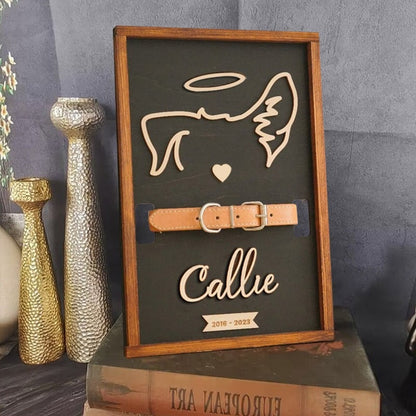 Personalized Dog Ear Outlines, Custom Dog Ear Wall Art, Loss of Pet Collar Frame Memorial Gift For Pet Lovers, Dog Mom Gift, Mother's Day