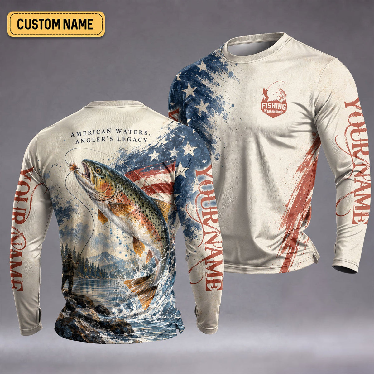 American Waters Anglers Legacy Custom UPF Shirt, Fly Fishing Shirt, Mens Fishing Tee