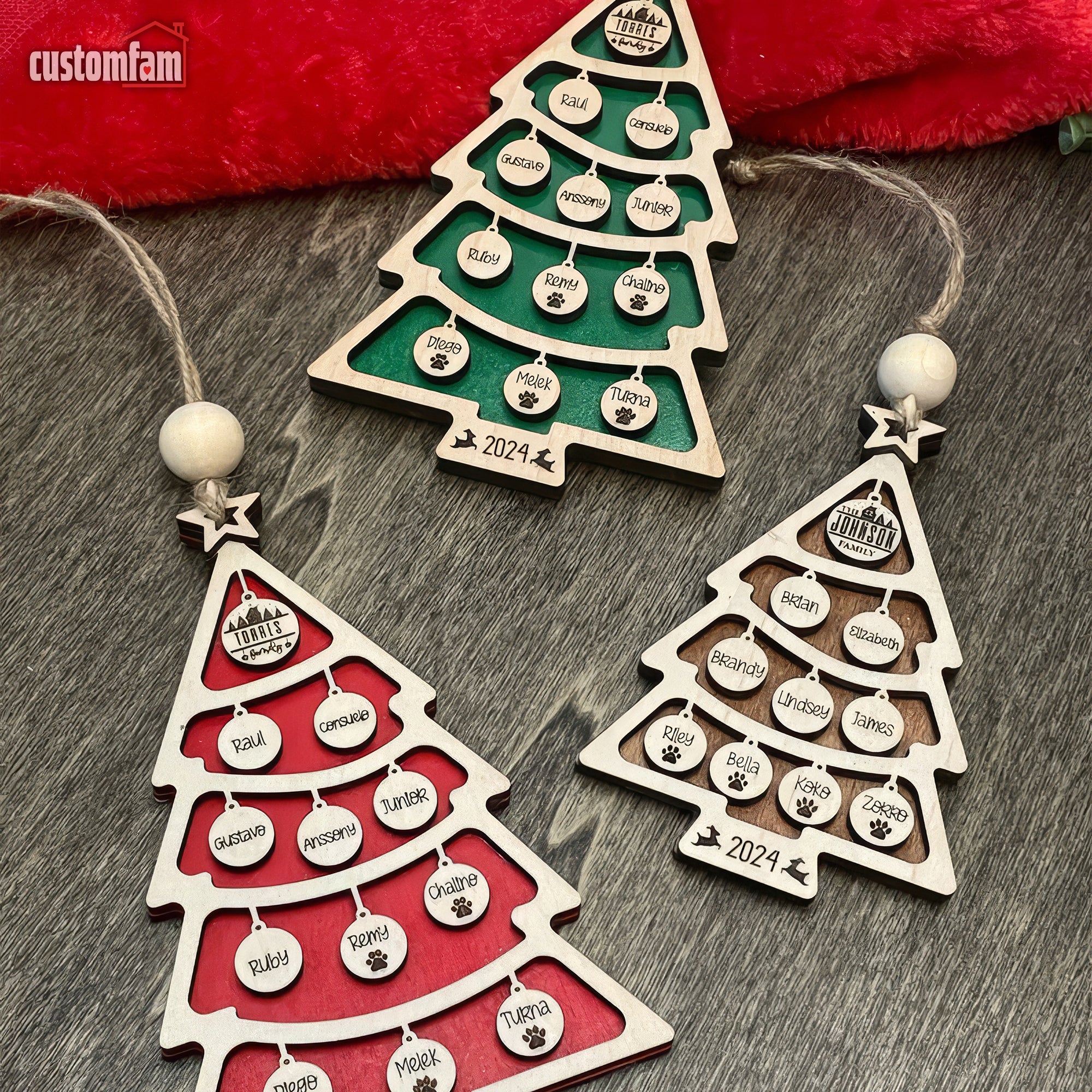 Custom Names Family Christmas Ornament, Christmas Tree Ornament, Family Gift