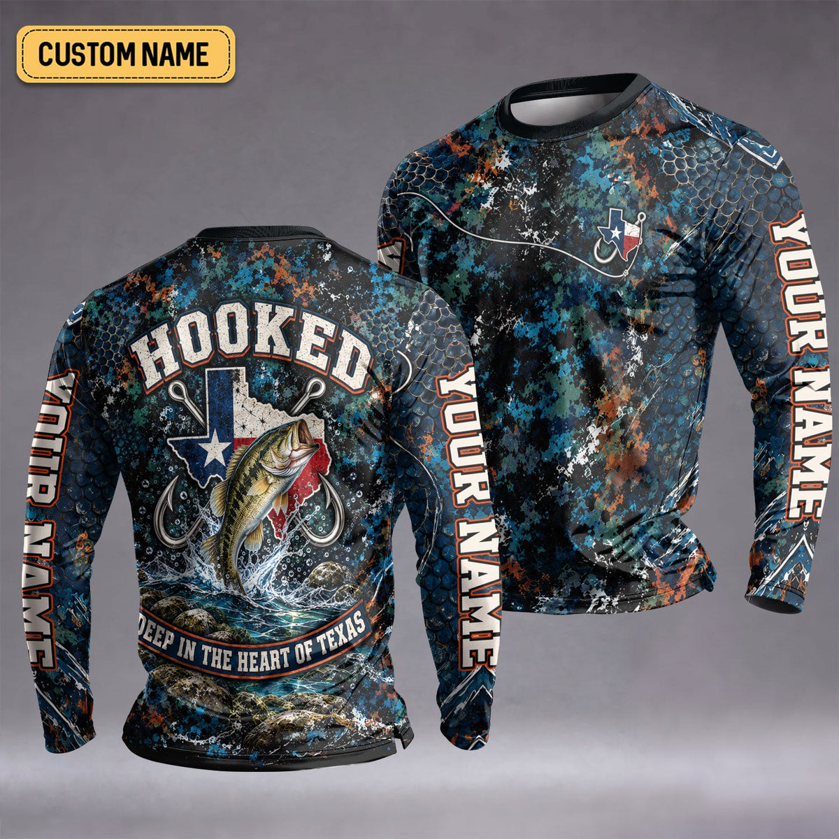 Hooked Deep In The Heart Of Texas Custom UPF Shirt, Fishing Shirt, Mens Fishing Tee