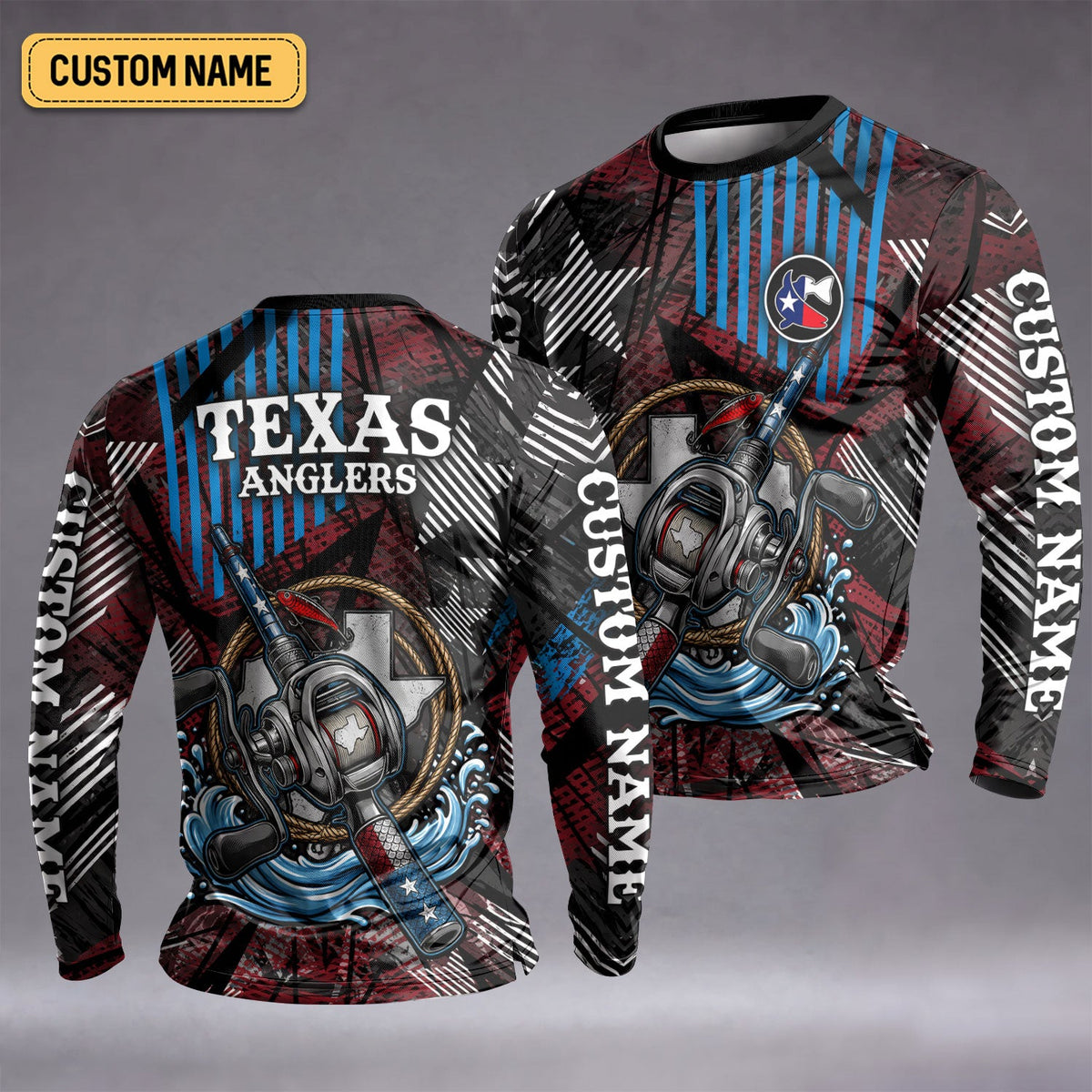 Texas Anglers Rod Reel Custom UPF Shirt, Performance Fishing Shirt, Mens Fishing Tee
