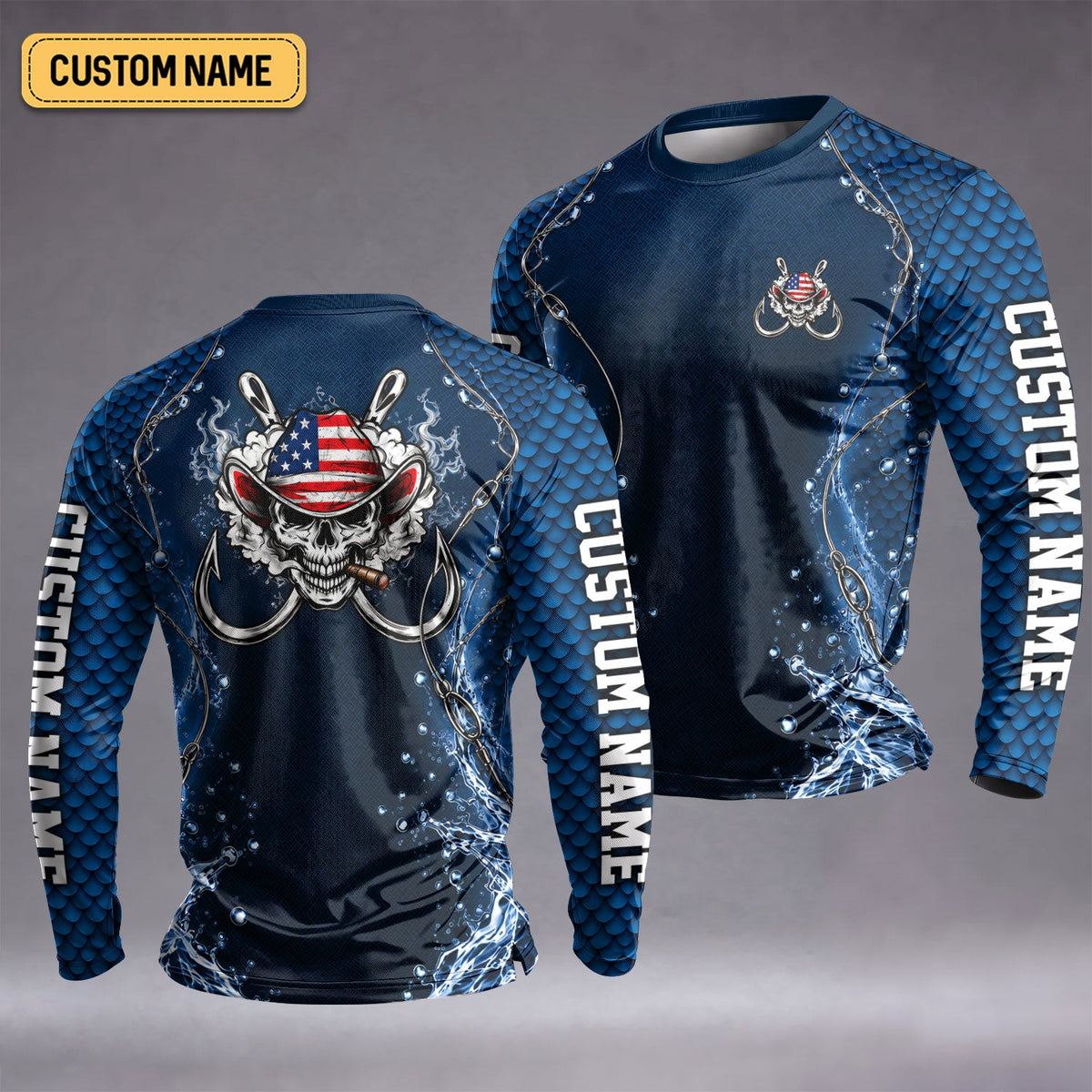 America Cowboy Skull Fishing Custom UPF Shirt, Fishing Jersey, Fishing Apparel For Men
