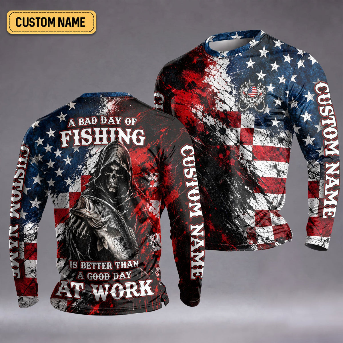 Bad Day Fishing America Horror Custom UPF Shirt, Fishing Jersey, Mens Fishing Apparel