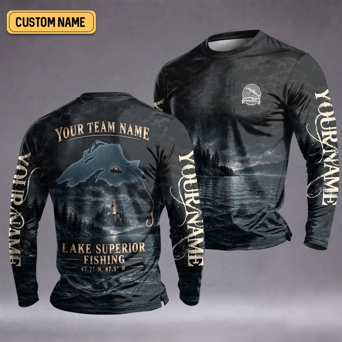 Lake Superior Night Fishing Custom UPF Shirt, Fishing Jersey, Fishing Apparel For Men