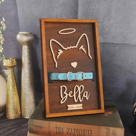 Personalized Dog Ear Outlines, Custom Dog Ear Wall Art, Loss of Pet Collar Frame Memorial Gift For Pet Lovers, Dog Mom Gift, Mother's Day