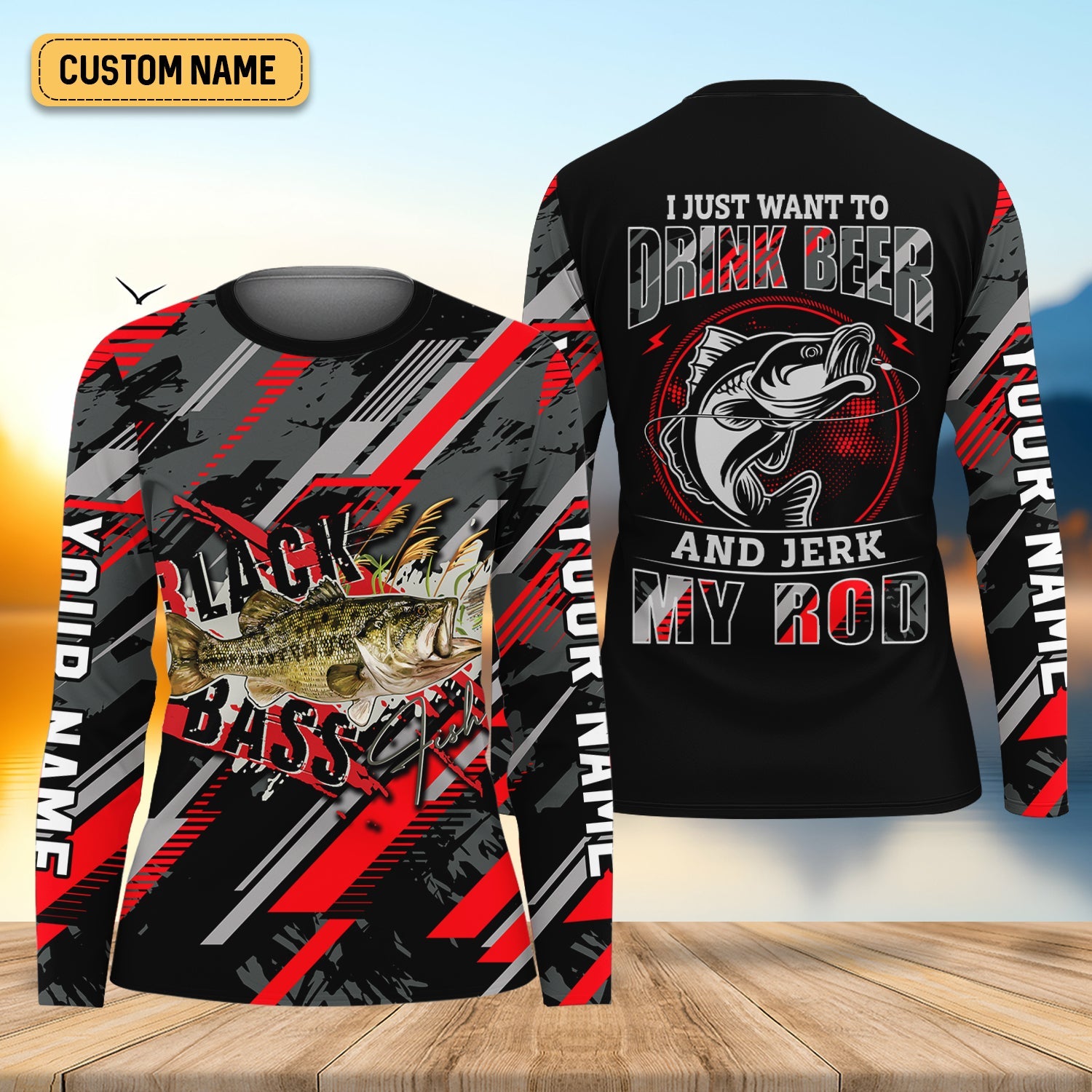 Bass Fishing UPF Shirts, I Just Want to Drink Beer and Jerk My Rod, Women Fishing Shirt, SPF Long Sleeve Shirts Womens