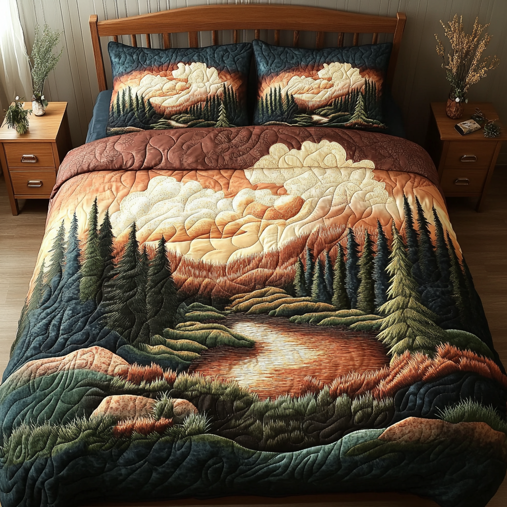Alpine Glow Quilted Bedding Set Fall Quilt Sets Housewarming Gift
