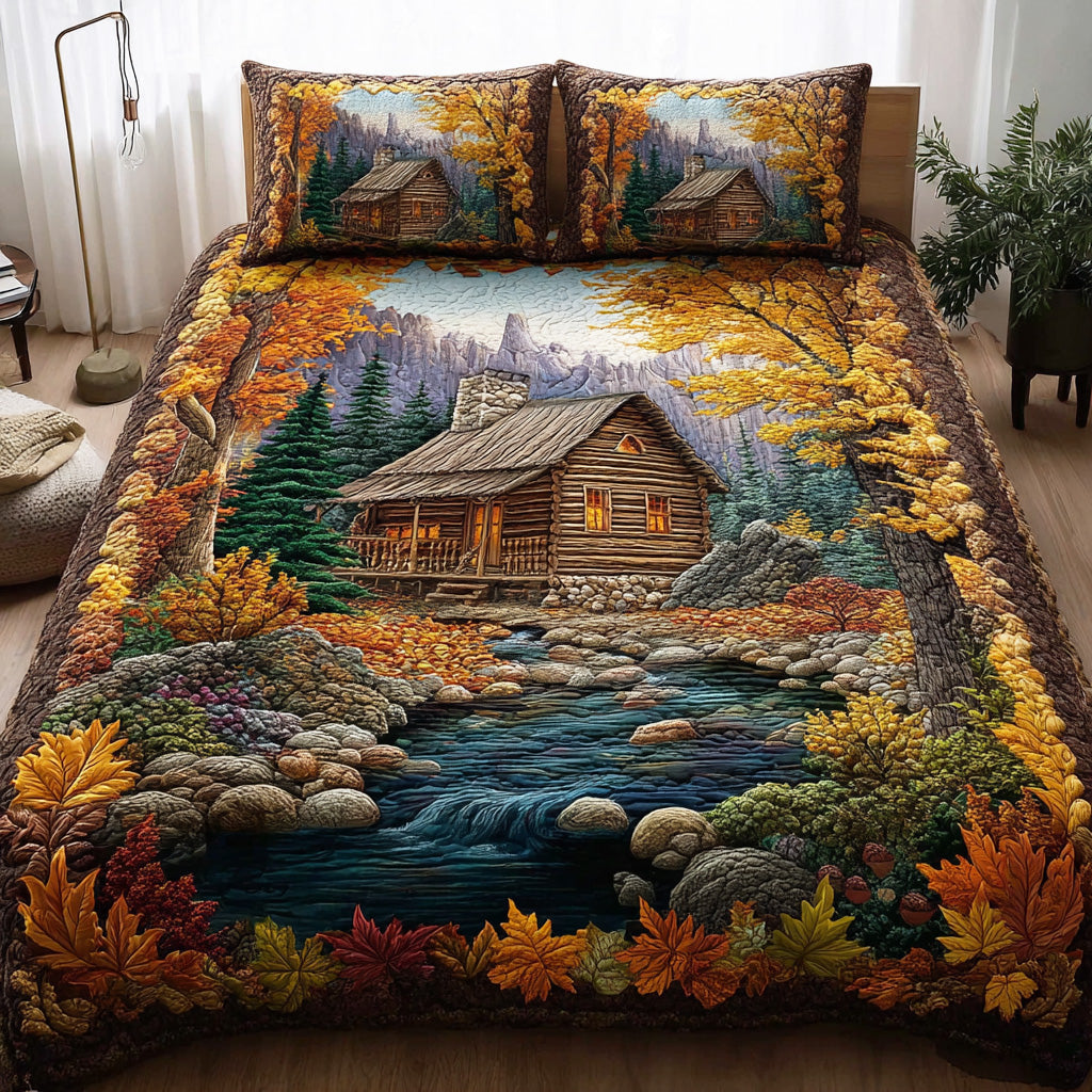 Amberleaf Woodland Retreat 3-Piece Quilted Bedding Set Bedspread Set Nature Lover Gift Fall Decor Gift