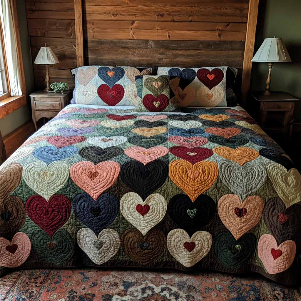 Amour Patchwork Quilted Bedding Set Quilted Bedspread Thanksgiving Gift
