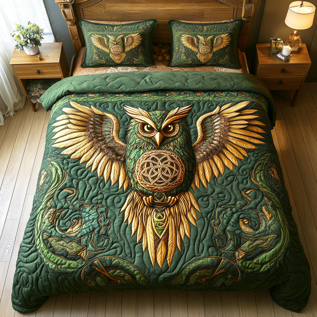 Ancient Night Owl Quilted Bedding Set Bedspread Set Mothers Day Gift