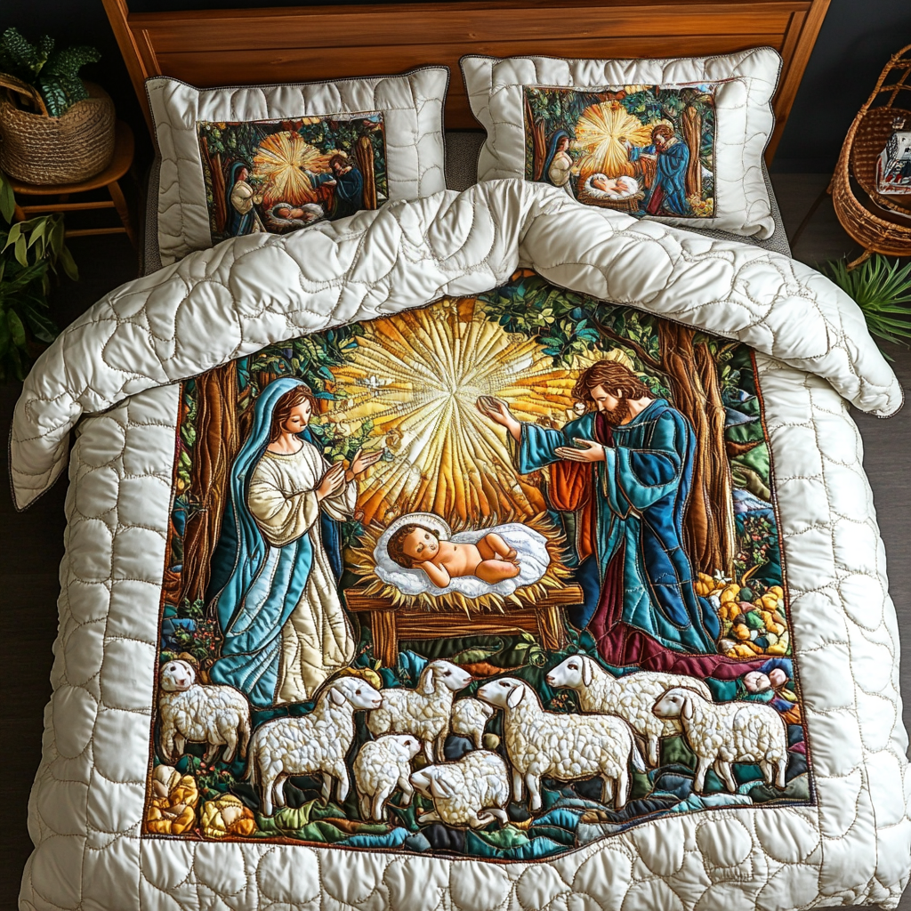 Angelic Arrival Quilted Bedding Set Bedspread Set Thanksgiving Gift
