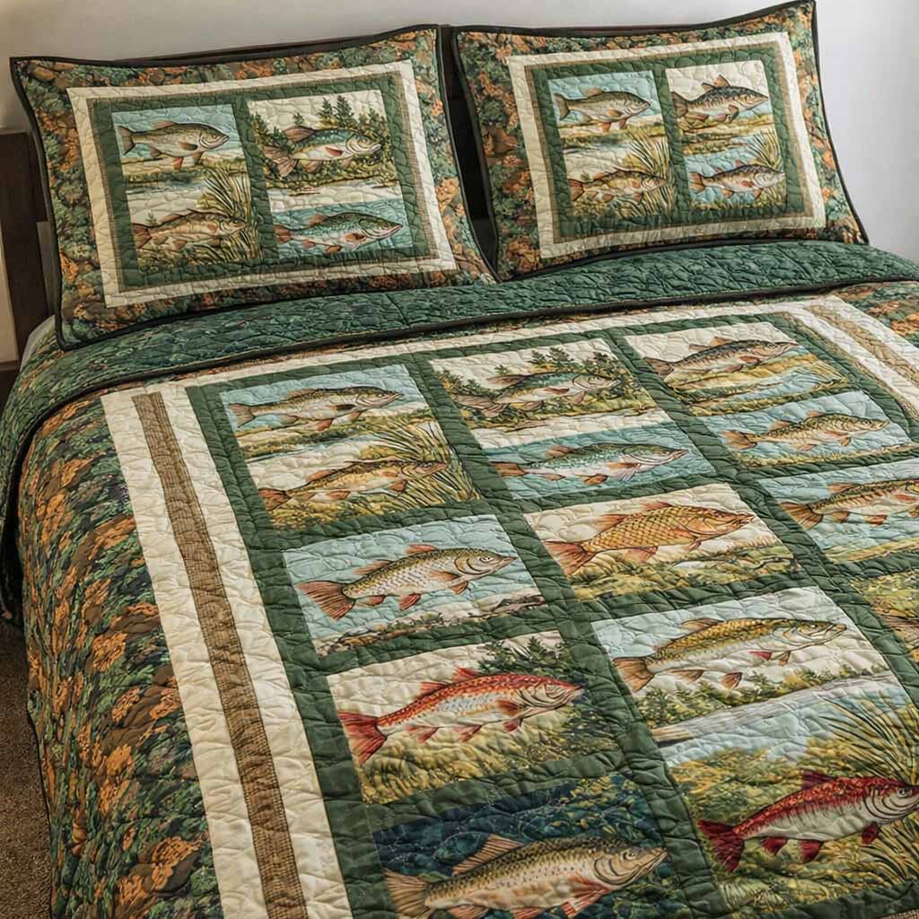 Angler Dream 3-Piece Quilted Bedding Set Quilted Bedspread New Home Gift