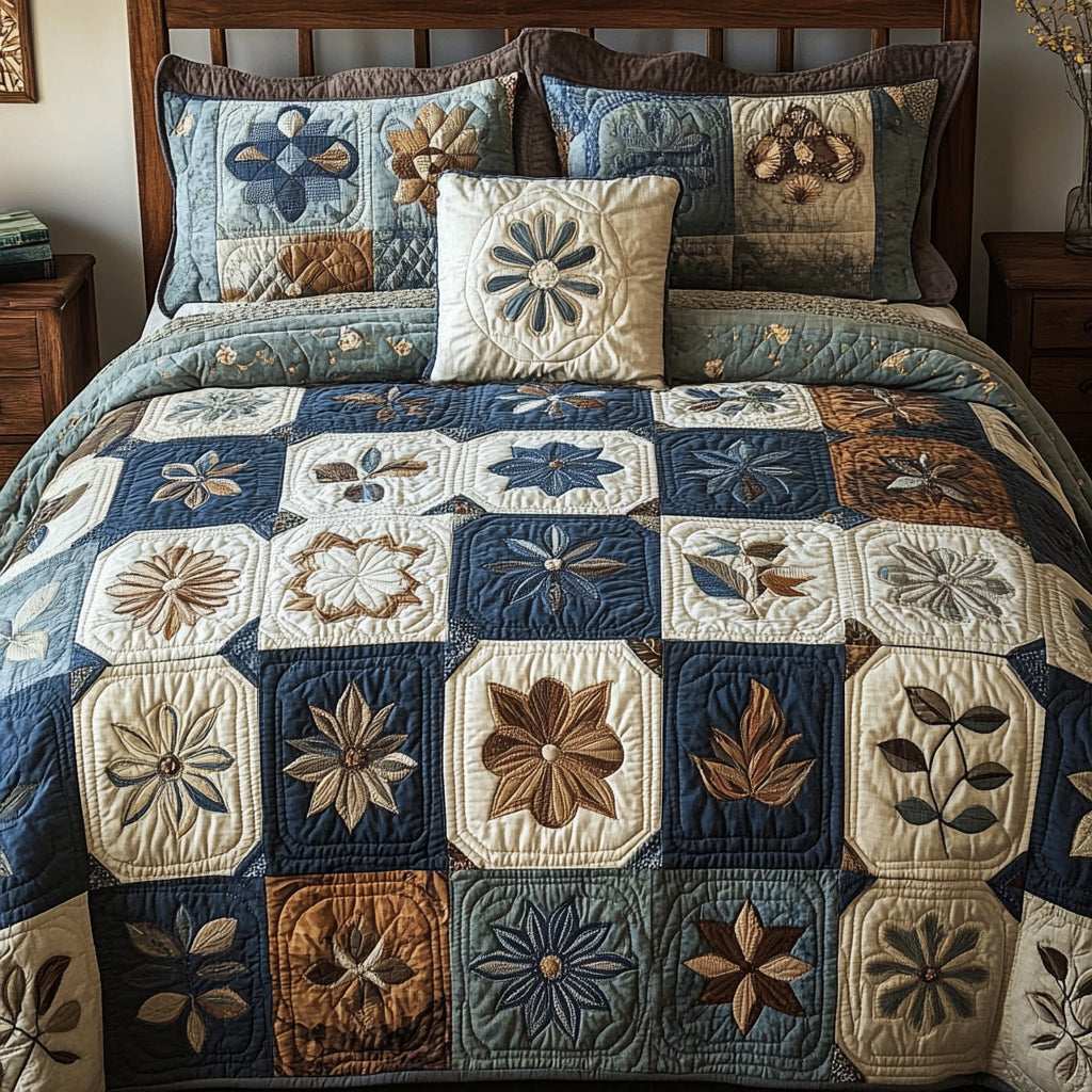 Floral Patchwork Quilted Bedding Set Quilted Bedspread Housewarming Gift