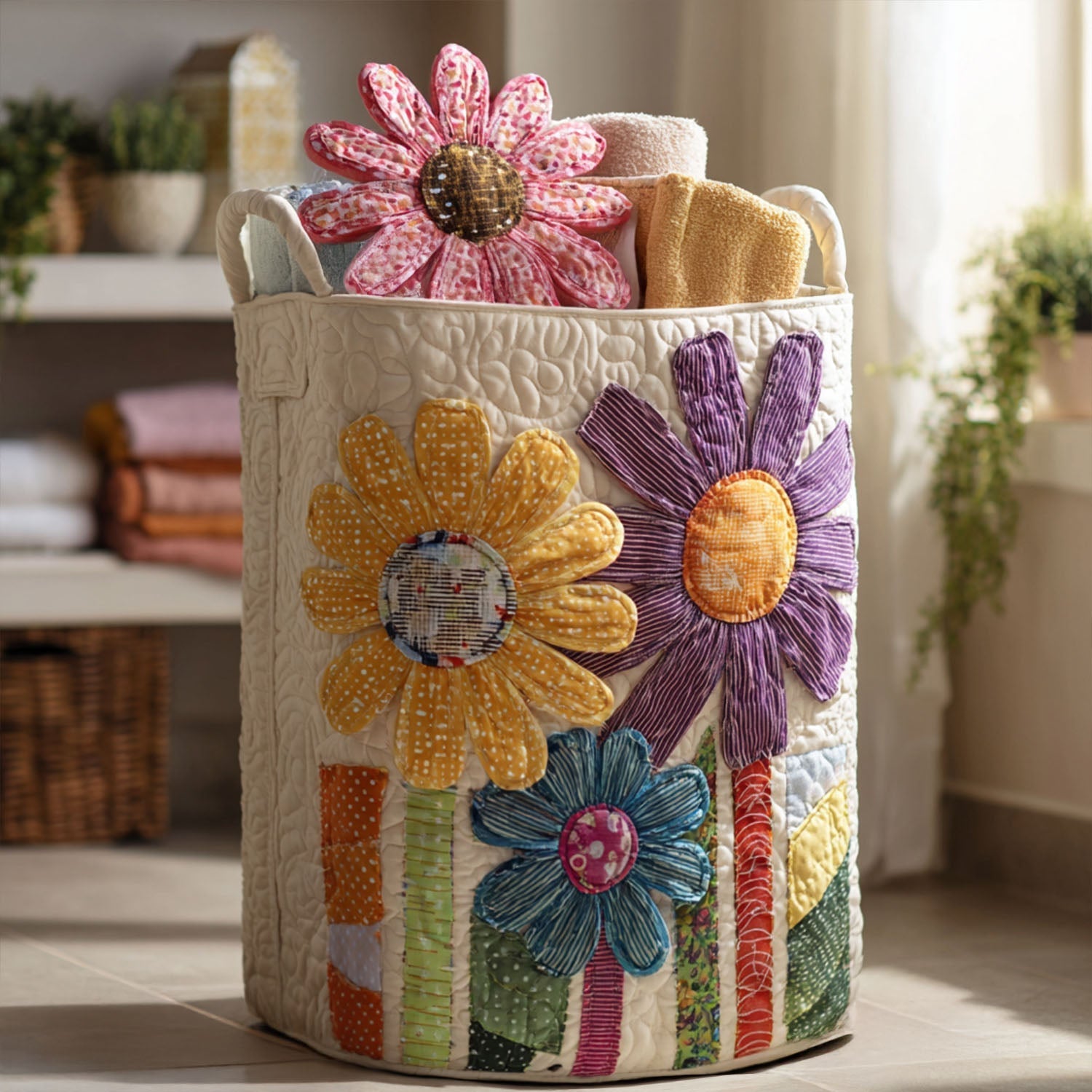 Antique Floral Laundry Basket Laundry Gifts, Housewarming Gift Ideas, Mother's Day Gifts
