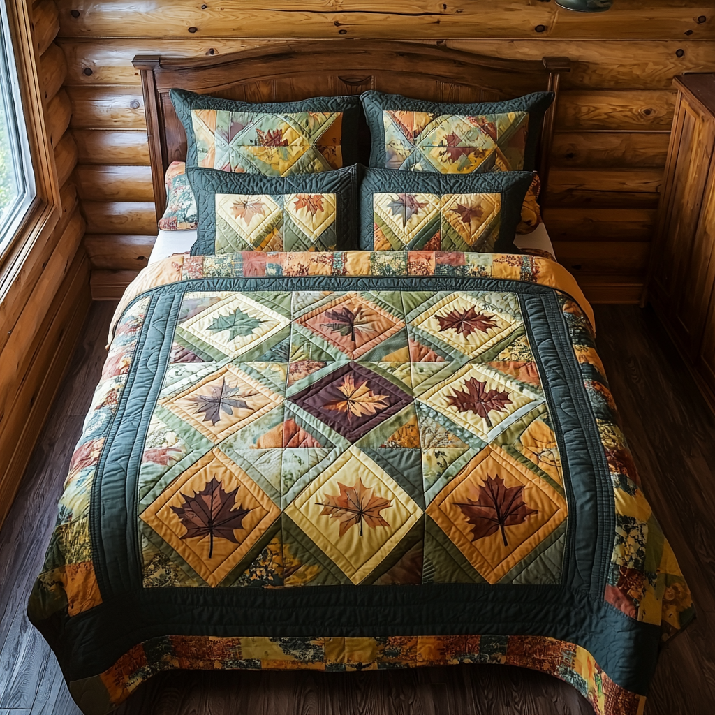 Autumn Whispers Quilted Bedding Set Lightweight Quilt Set Nature Lover Gift Fall Decor Gift