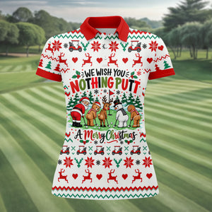 We Wish You Nothing Putt Christmas Golf Shirt, Womens Golf Clothing, Ladies Golf Tops