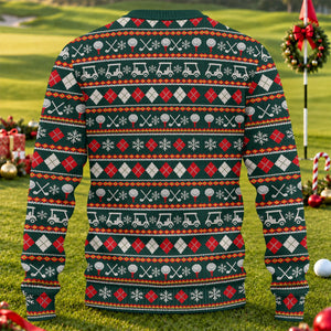 Santa Swing Fair Isle Ugly Christmas Sweater, Golf Lover Gifts, Holiday Party Sweater