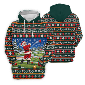 Santa Swing Fair Isle Christmas Golf Shirt, Ladies Golf Shirts, Golf Shirts For Women