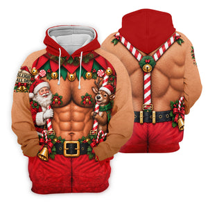 Sleigh All Day Muscle Santa Christmas Golf Shirt, Mens Golf Apparel, Mens Golf Polo