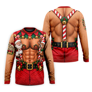 Sleigh All Day Muscle Santa Christmas Golf Shirt, Mens Golf Apparel, Mens Golf Polo