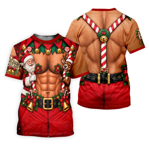 Sleigh All Day Muscle Santa Christmas Golf Shirt, Mens Golf Apparel, Mens Golf Polo