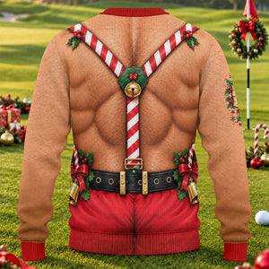 Sleigh All Day Muscle Ugly Christmas Sweater, Golf Lover Gifts, Ugly Sweater Party