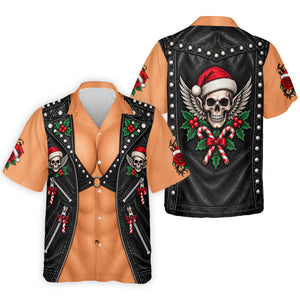 Santa Skull Biker Vest Christmas Golf Shirt, Mens Golf Apparel, Mens Golf Clothing