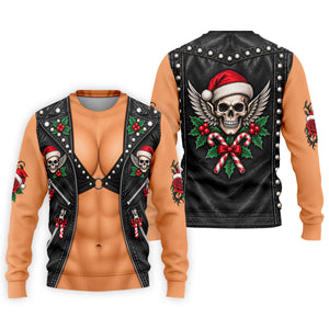 Santa Skull Biker Vest Christmas Golf Shirt, Mens Golf Apparel, Mens Golf Clothing