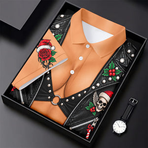 Santa Skull Biker Christmas Golf Shirt, Golf Gifts For Women, Golf Shirts For Women