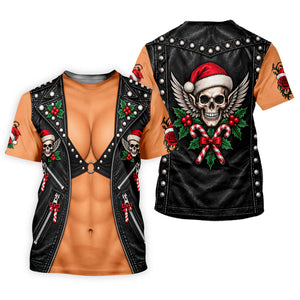 Santa Skull Biker Christmas Golf Shirt, Golf Gifts For Women, Golf Shirts For Women