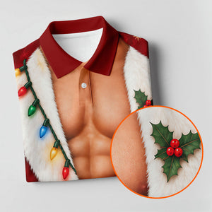Red Muscle Santa Robe Christmas Golf Shirt, Golf Gifts For Women, Womens Golf Tops