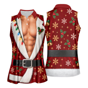Red Muscle Santa Robe Christmas Golf Shirt, Golf Gifts For Women, Womens Golf Tops