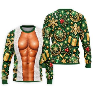 Green Muscle Santa Christmas Golf Shirt, Funny Mens Golf Shirts, Golf Gifts For Men