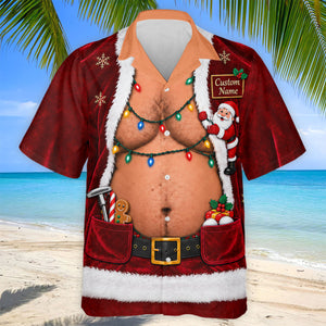 Custom Name Santa Suit Belly Christmas Golf Shirt, Mens Golf Polo, Mens Golf Shirts